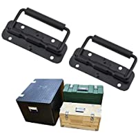Mango Plegable de Resorte-2 Piezas Manijas con Resorte Negro-Mango de Pecho de Metal-Mango de Caja de Vuelo-Mango de…